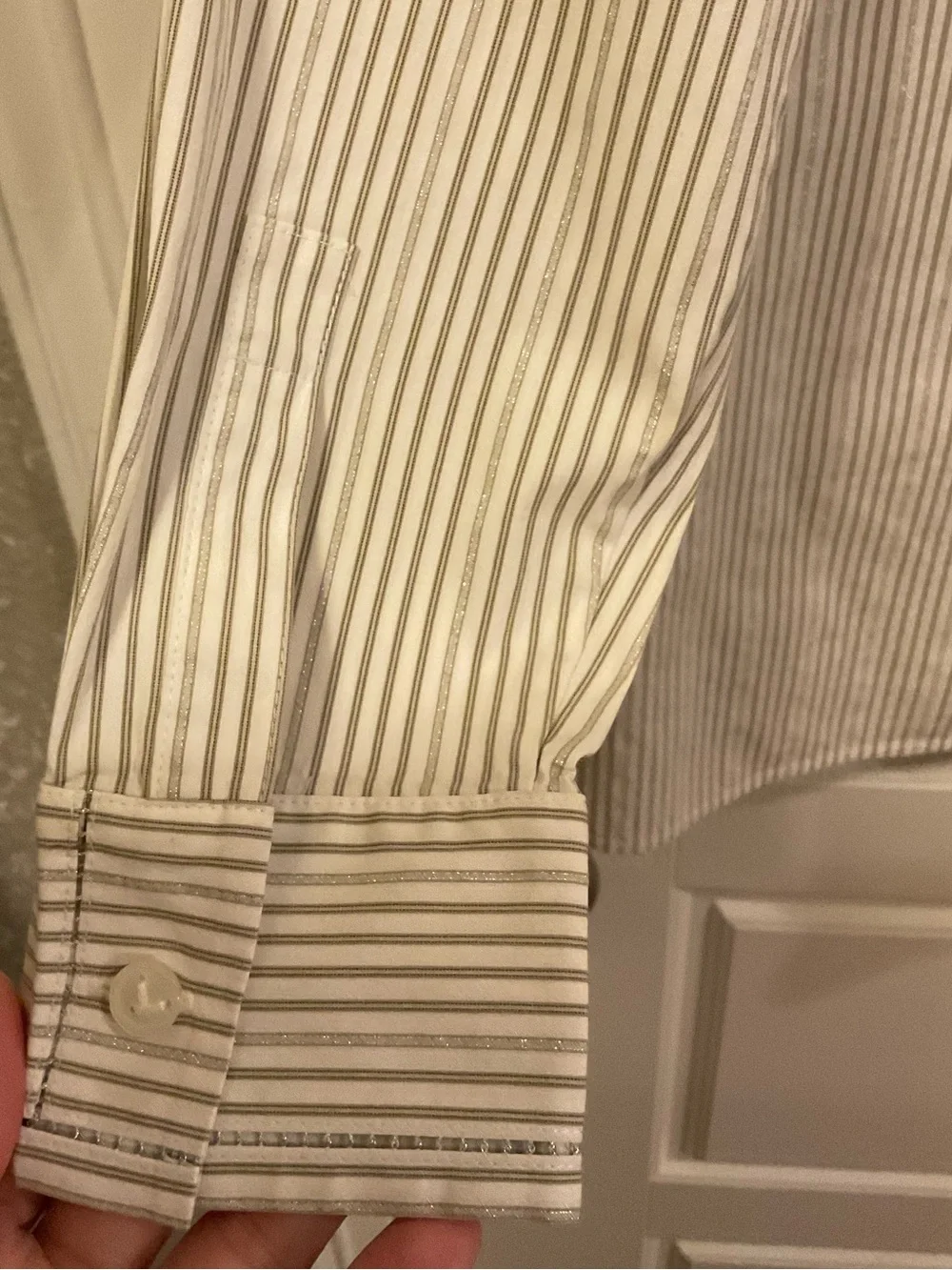 Lafayette 148 New York Shimmer Stripe Button Down - XS - Picture 8 of 8